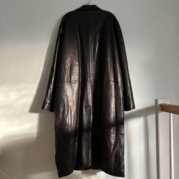 Michael Hoban Men’s XXL NORTH BEACH LEATHER Coat Overcoat Goth Rock 80s - Picture 2 of 16